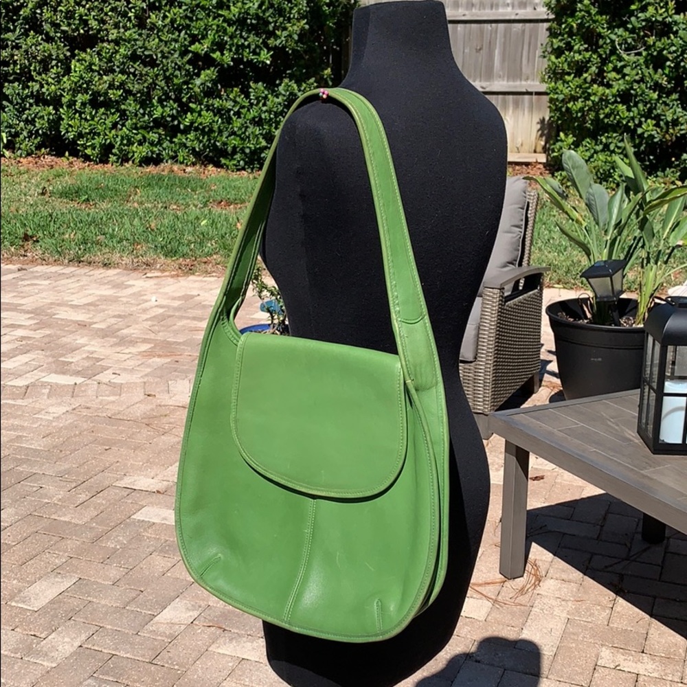 Vintage Coach bag, apple green, EUC
